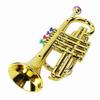 Children's Trumpet, Brass Instrument, 4-Key Plastic Musical Toy, Gold
