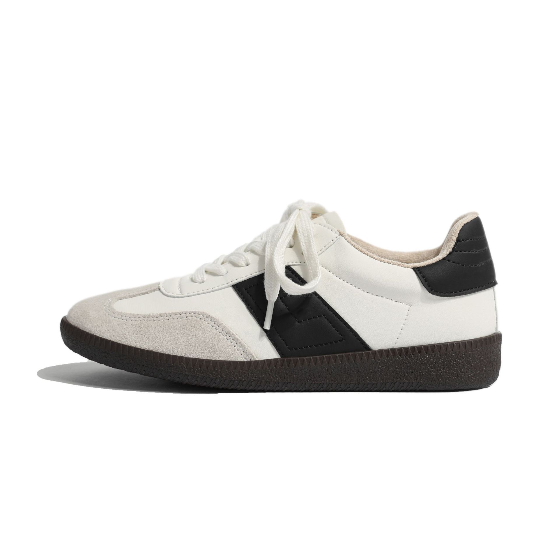 

Dexun shoes Internet celebrity casual shoes 2025 new spring and summer color matching shoes retro versatile sports low-top board new student 40 чёрный