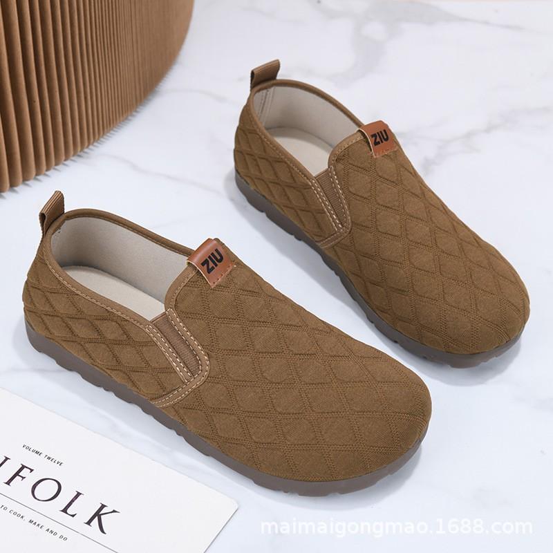 Womens Slip-On Casual Flat Shoes Breathable Mesh Comfortable Round Toe Low Heel Mom