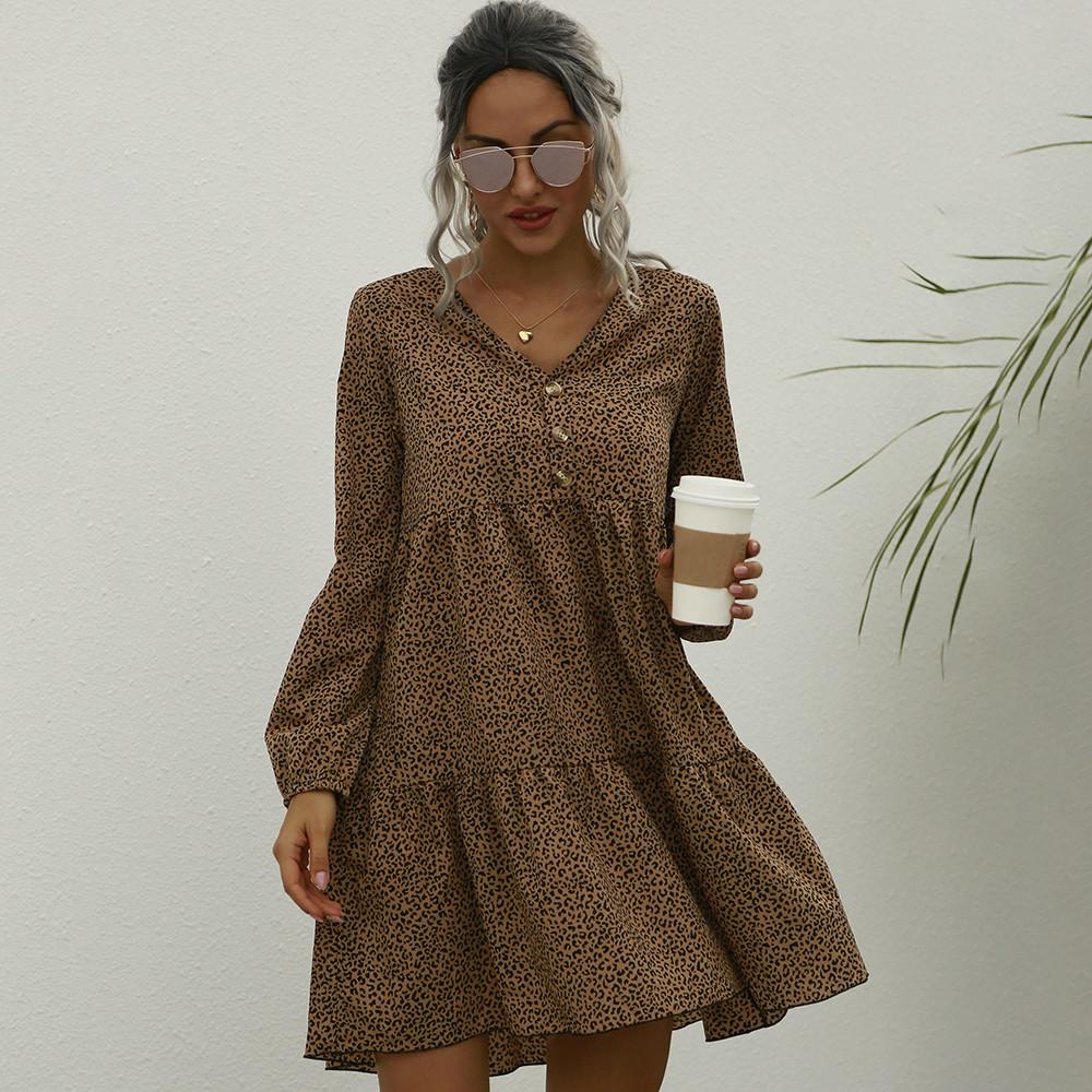 leopard print button up dress