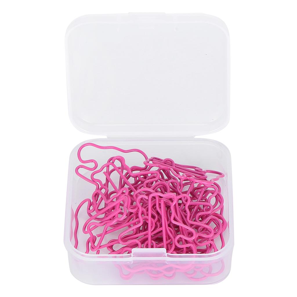 20PCS Mini Plastic Coated Wire Paperclip Bear Shape Bookmark Clip File Notebook HolderRose Red