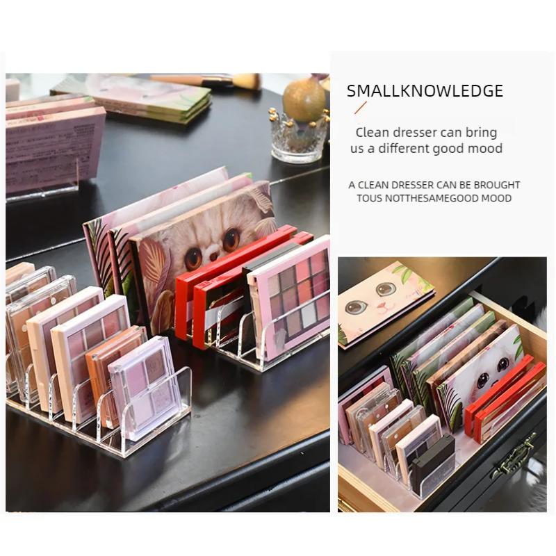 7-Compartment Transparent Makeup Organizer for Eyeshadow Palette and Cosmetics, Vanity Table and Bathroom Countertop Storage Box