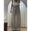 Designed Light Gray Loose Straight Jeans for Women Summer New High Waist Narrow Wide Leg Pants