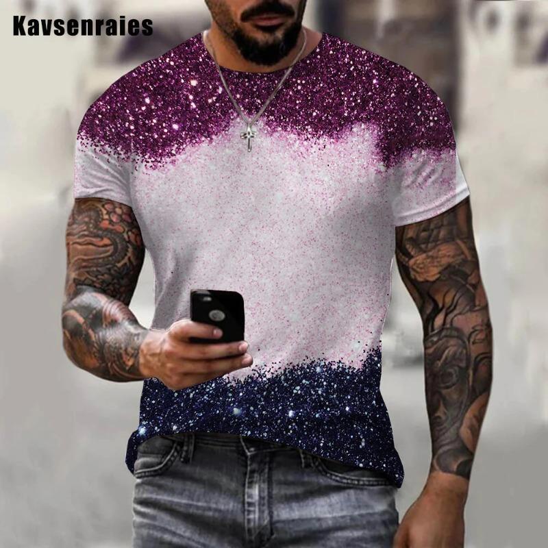 Men Women Colorful Glitter 3D Printed Men T-shirt Summer Fashion Casual Oversize Short Sleeve