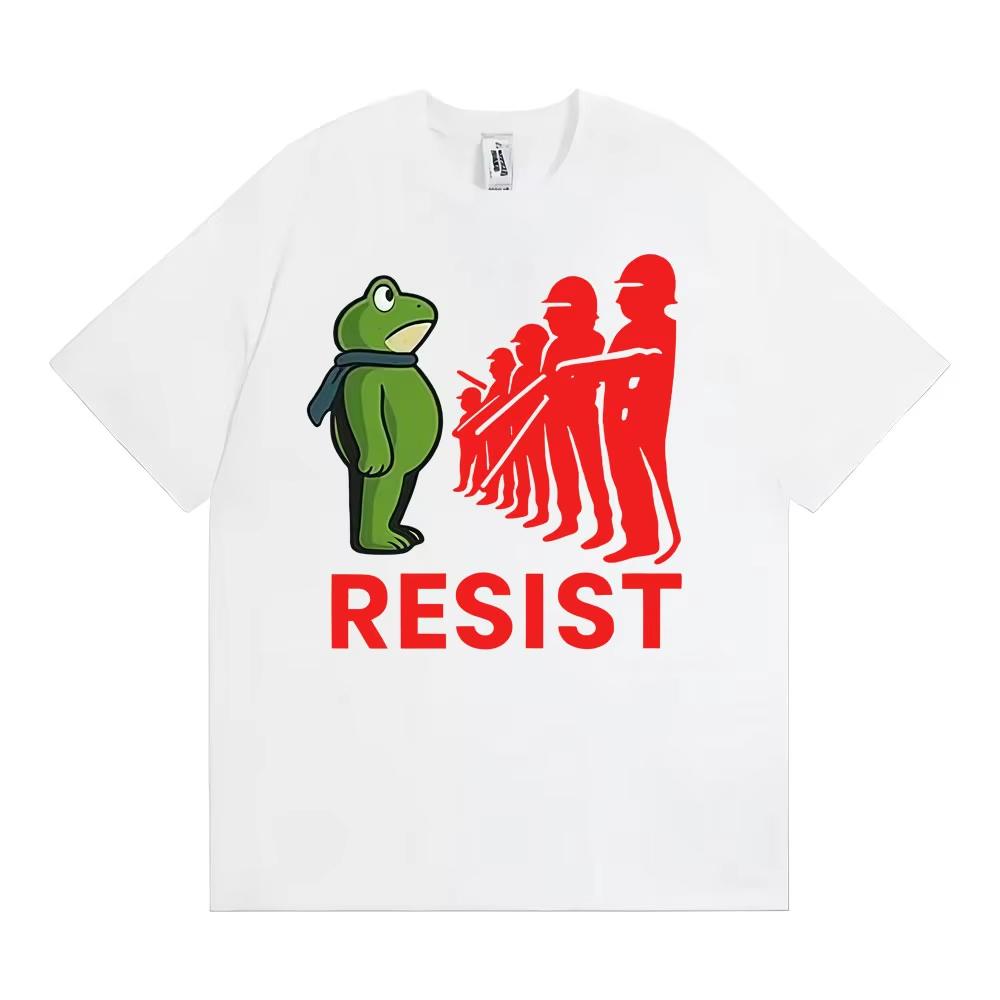 Portland Frogs Dont Obey Meme T Shirt Resist Portland Frog Resist Funny Tshirts Unisex Women Casual Cotton Oversized Tshirt
