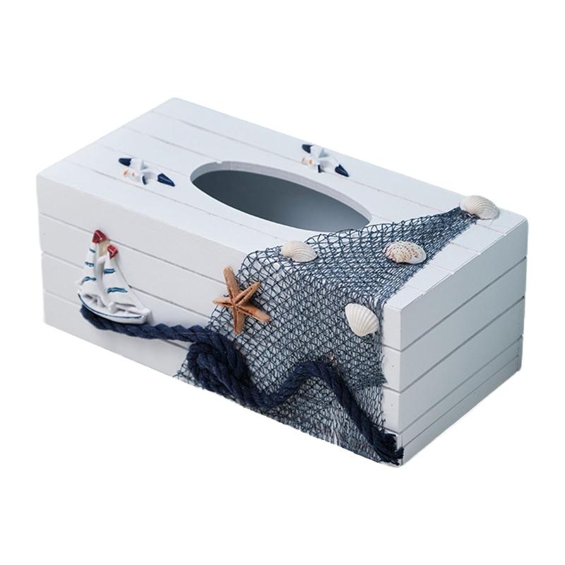 

Настольный держатель для салфеток, коробка для салфеток в средиземноморском стиле, крышка для коробки для салфеток, деревянная прямоугольная коробка для салфеток для детской комнаты