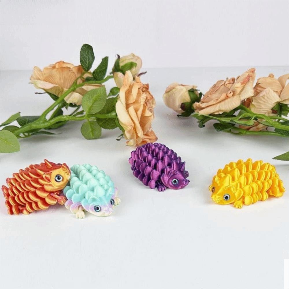 2Pcs 3D Printed Hedgehog Figurine Articulated Structure Animal Ornament Desk Decor