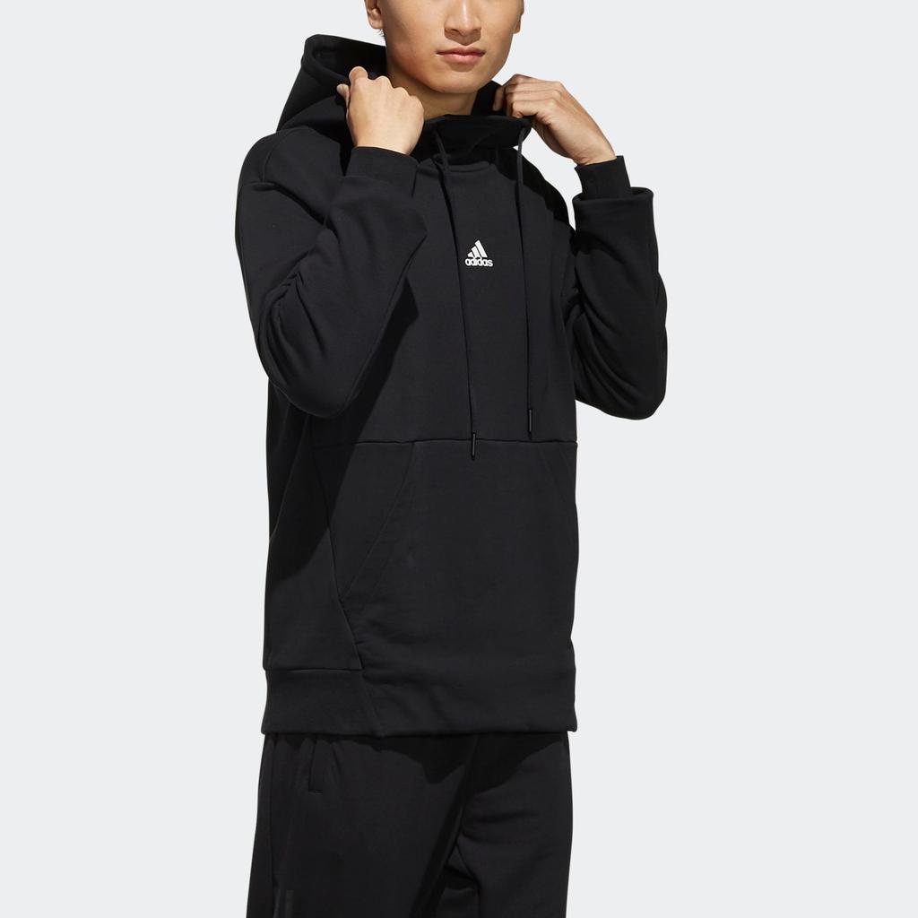 Adidas Sport Hoodie With Drawstring Men Tops Black FJ0187
