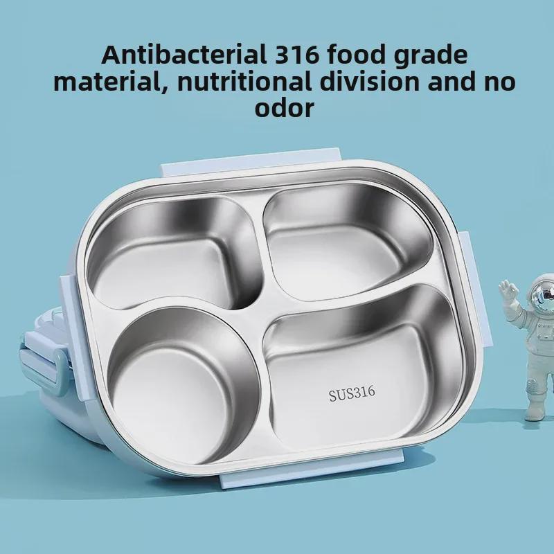 Cutie de prânz izolată pentru copii din oțel inoxidabil 316 cu tavă compartimentată
