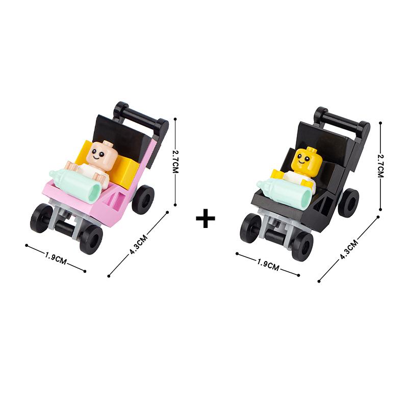 

MOC Серия Город Детская фигурка кирпичик Детская кроватка Коляска Прогулочная коляска Мебель Совместимая Фигурка Экшн Строительный блок Игрушка для детей Подарок