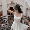 One Moment Waltz White Spaghetti Strap Dress - Women's Mesh Puffy Fairy Long Dress