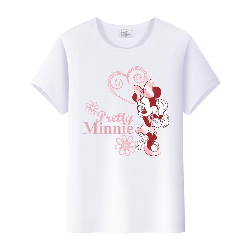 Casual Unisex Cartoon Minnie Tshirt Mickey Mouse Tops Graphic Clothes Summer Blouses T-shirt White 2000s Tees