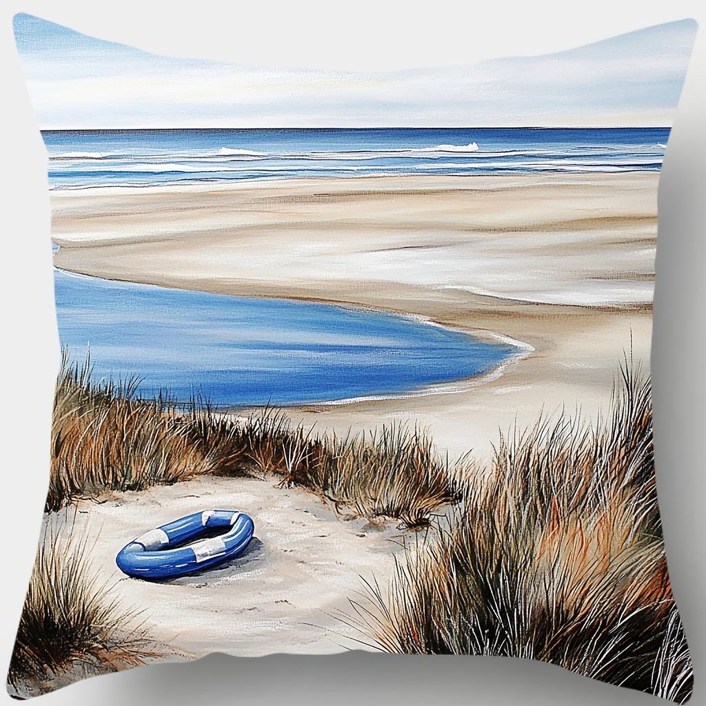 Serene Seaside Scenes Pillow CoversLiving Room Sofa Cushion Cover, Soft and Comfortable, Bedroom Room Decoration