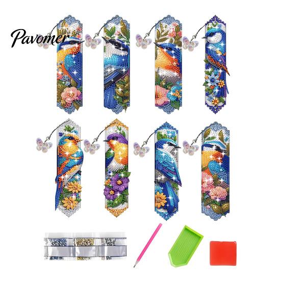 Stress Relief Handmade Projects Faux Diamond Art Bookmark Kit, Halloween Book Marker DIY Decorative Page Markers with Tassels Animal Bird Crafting Kit