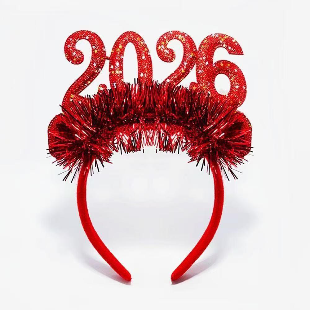 

Блестящий ободок на Новый год 2026 - Красочный головной убор для вечеринок и карнавалов для праздничных торжеств. красный