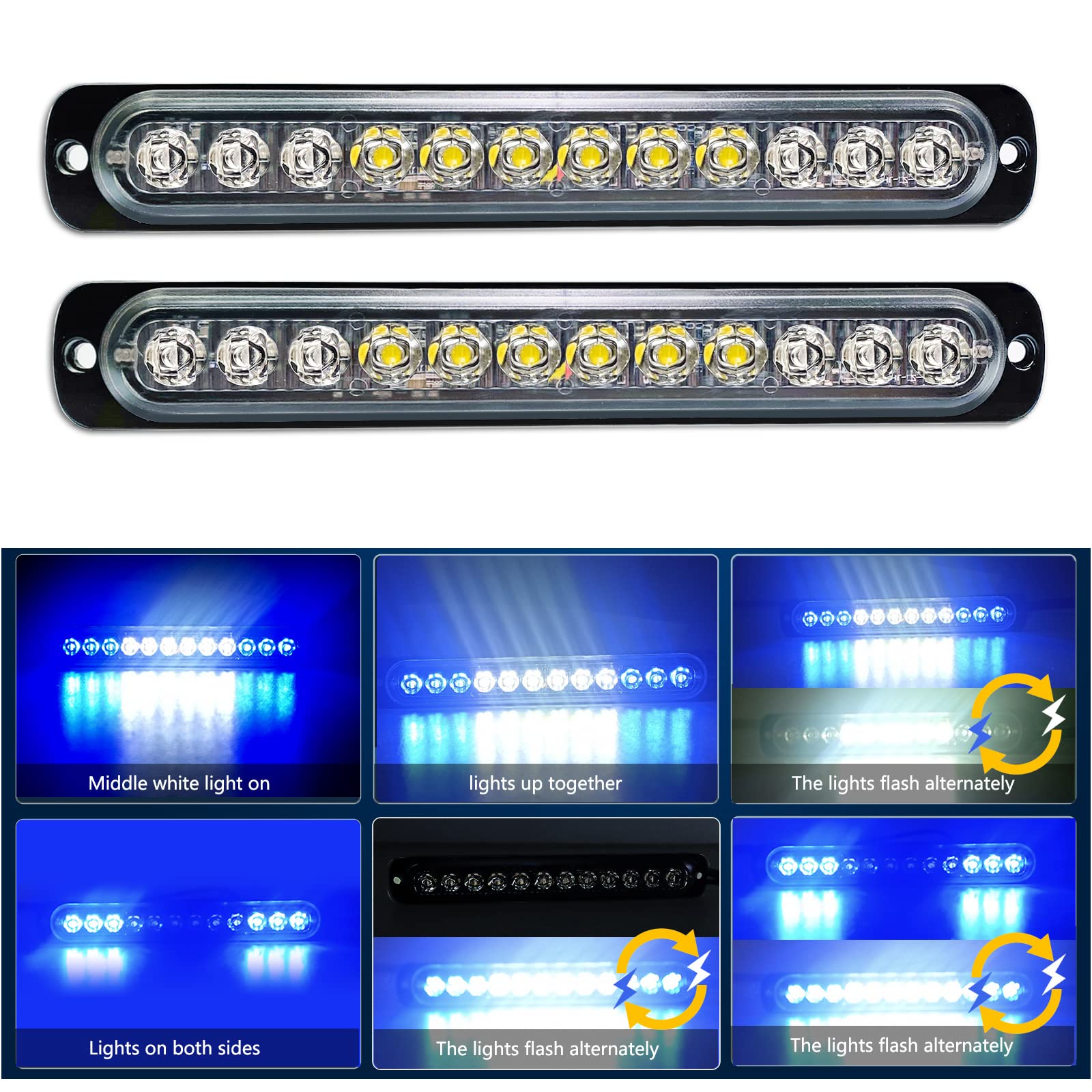 

RIGIDON 2pcs 19cm Strobe Light LED Light 18W 12-24V 12LED Emergency Strobe Light Emergency 2 pieces white blue синий