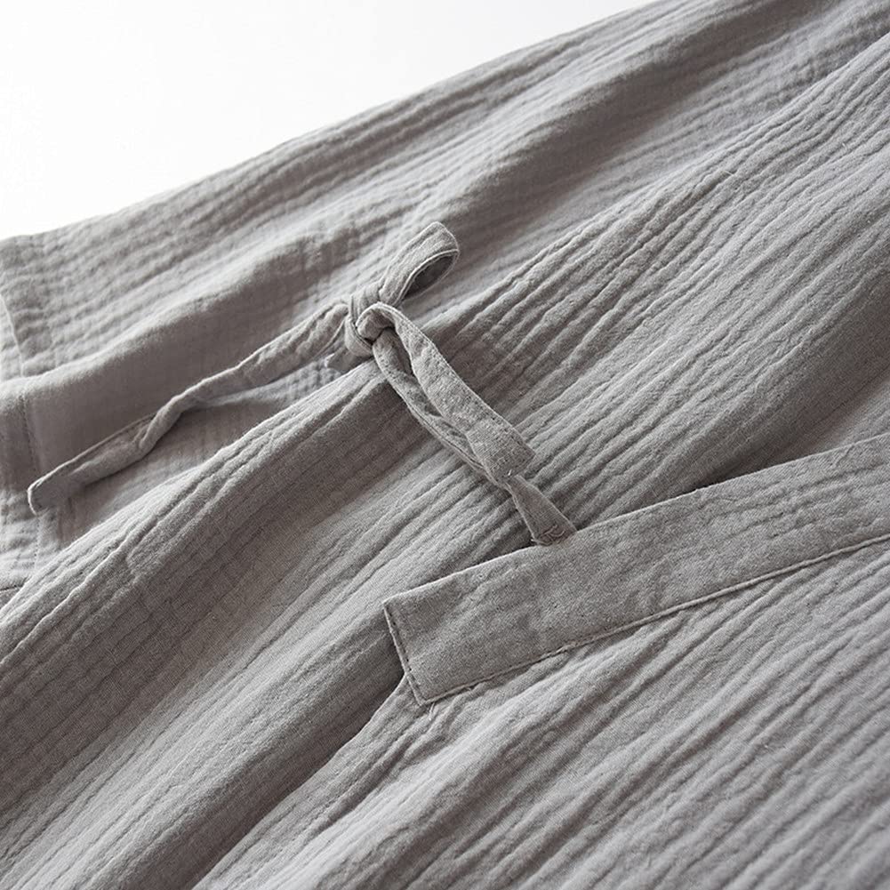 SLMJMY Gauze Pajamas for Front Long Sweat Japanese Autumn Blue L Men, Gauze, Nightwear, Loungewear, One-piece, Opening, Sleeves, 100% Cotton,