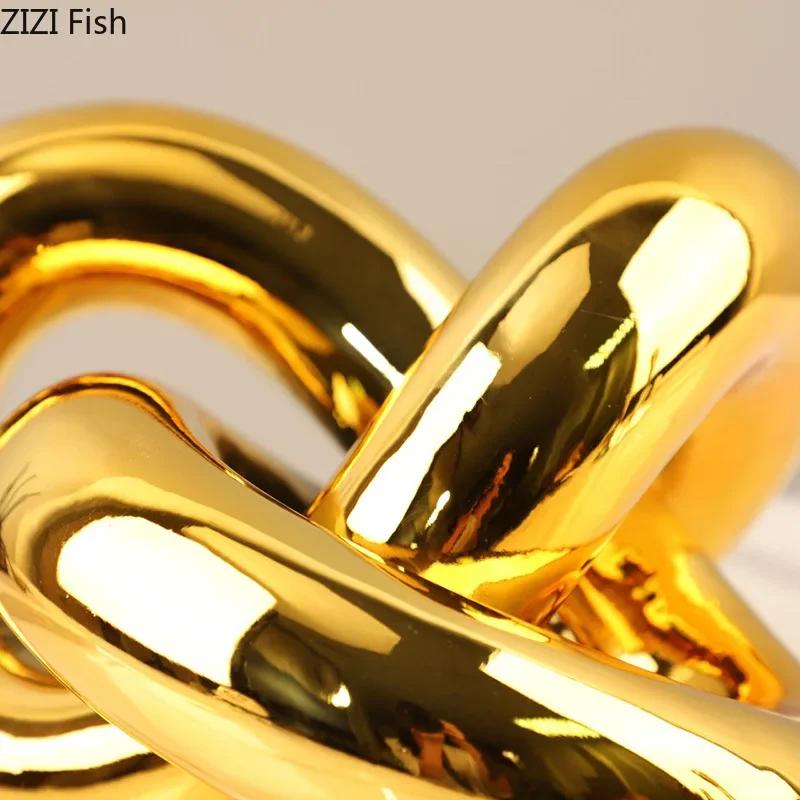Wrapping Knots Artwork Gold-plated Geometry Knot Ornaments Desk Decoration Modern Geometric Resin Crafts Room Aesthetic Decor