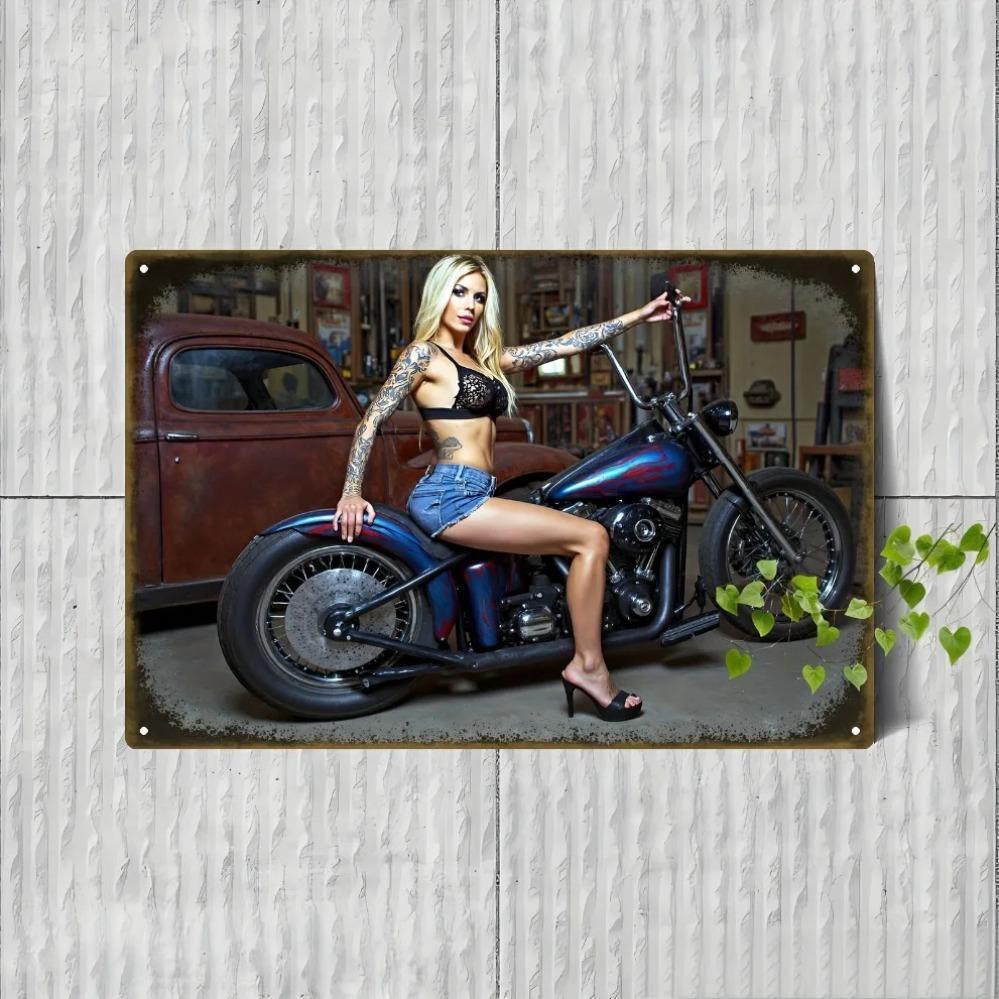 Vintage Metal Motorcycle Wall Art Garage Decor Sign for Man Cave
