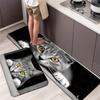 1Pcs Anti Fatigue Kitchen Rugs, Grey Cat Print Waterproof Non-Slip Thick Cushioned Kitchen Mat Heavy Duty Comfort Standing Mat for Kitchen