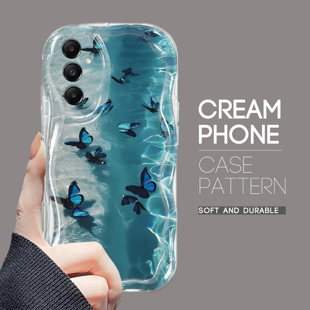 Cute Cartoon Pattern Cream Texture Casing Wavy Edge Soft Silicone Cover Phone Case for Samsung