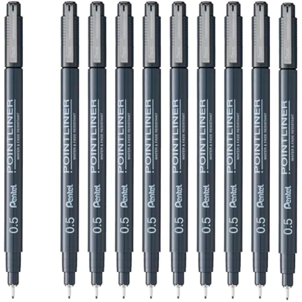 Pentel Water-based Pen Millimeter Pen Point Liner 0.5mm Black 10pcs S20P-5AD (10)
