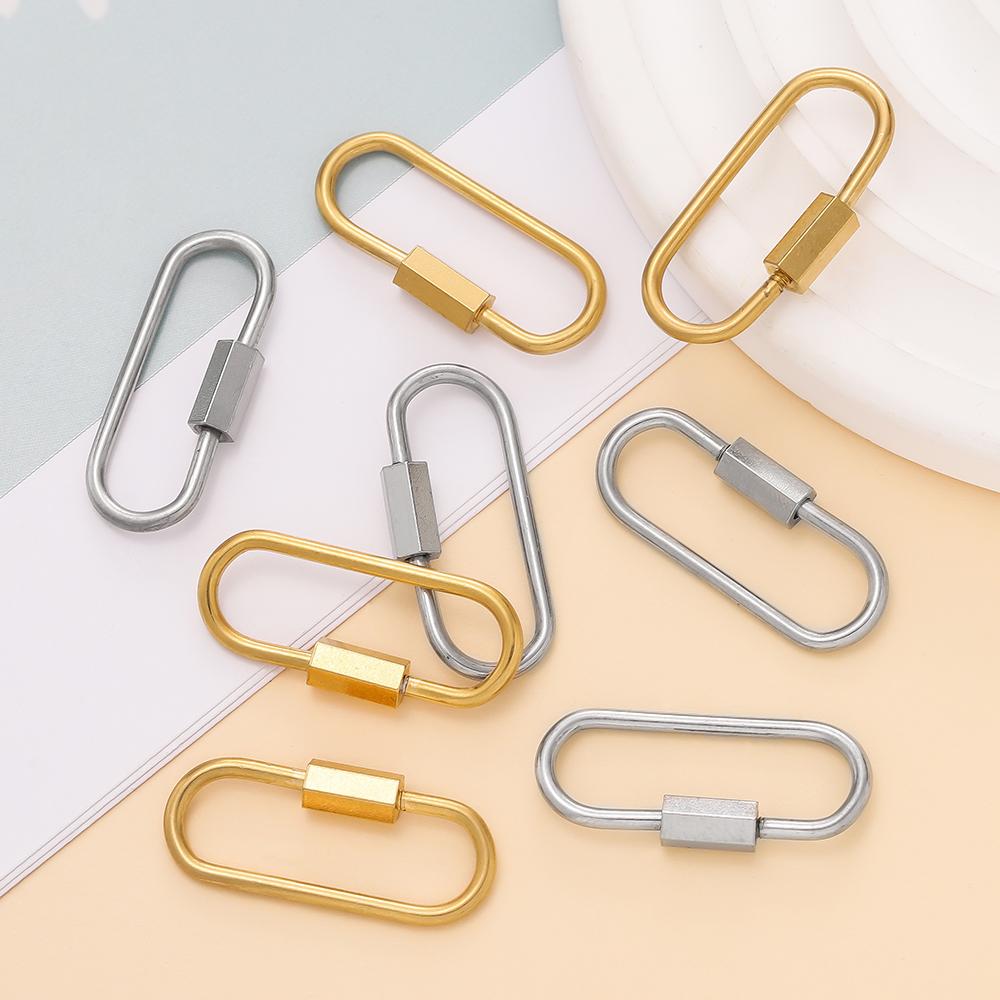 5Pcs Stainless Steel Gold U Shape Screw Locking Carabiner Clasp Connector DIY Necklace Bracelet Keychain Jewelry Making Supplies