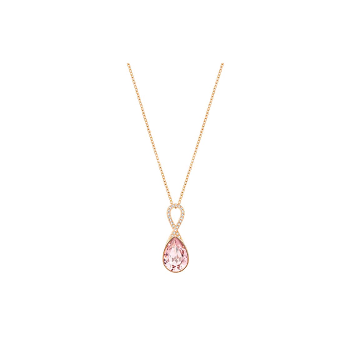 Swarovski Fantasize Light Pink Pear Shaped Crystal Necklace Women necklace Rose-Gold 5231334 Box (Random Color)