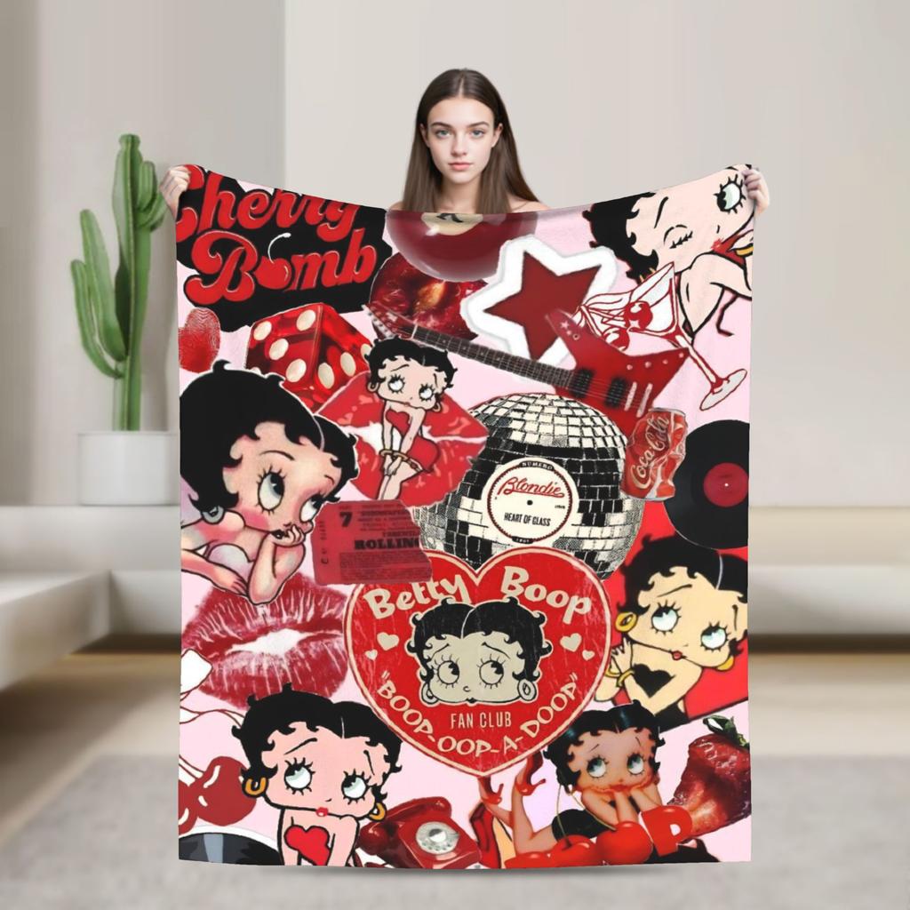B-Bettys Boops Throw Blanket for Couch  Soft Fuzzy Plush Blanket 50x60 Inch Multi-size Bedspread for All Seasons