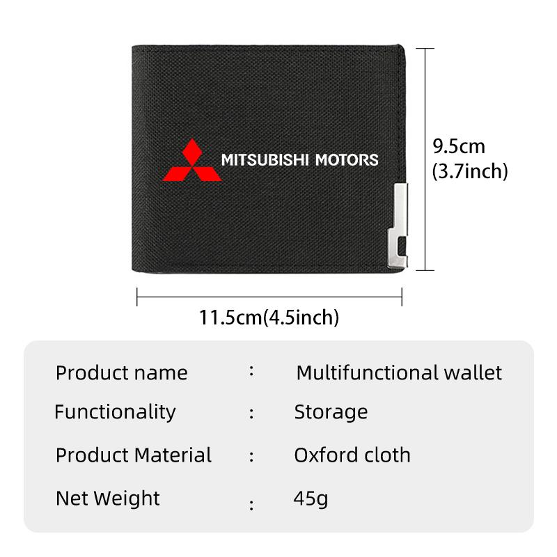 New Short Men Two -Fold Wallets Slim Card Holder For Mitsubishi Outlander Lancer L200 ASX Pajero Grandis Eclipse