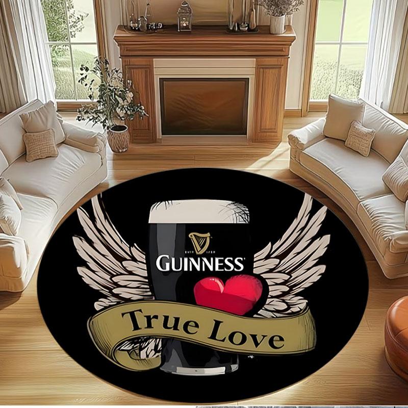 Guinness Draught Print Round Rug, Washable Floor Carpet, For Entryway Dorm Laundry Room Office Study, Home Decor Birthday Christmas Gift