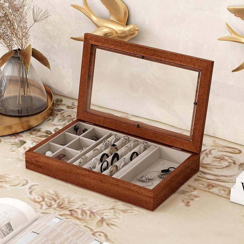 

1шт деревянная шкатулка для украшений настольный органайзер для колец с бархатной подкладкой сережек витрина винтажные шкатулки для украшений серьги гвоздики