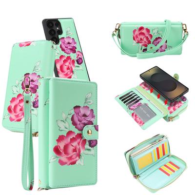 2 In 1 Detachable Lanyard Wallet Cards Case for Samsung Galaxy S25 S24 Ultra S23 Plus Crossbody Magnetic Zipper Cover Funda