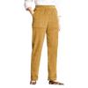 Corduroy Casual Pants Elastic Waist Women Long Pants with Pockets Solid Color Straight Leg Commuting Office Travel Slacks