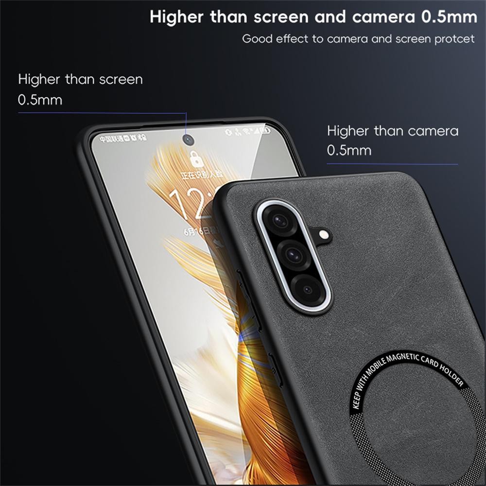 WANLONFENG YBP Series For Samsung Galaxy A36 5G Magnetic Case with Tempered Glass Film PU+TPU Phone Cover Large Cutout