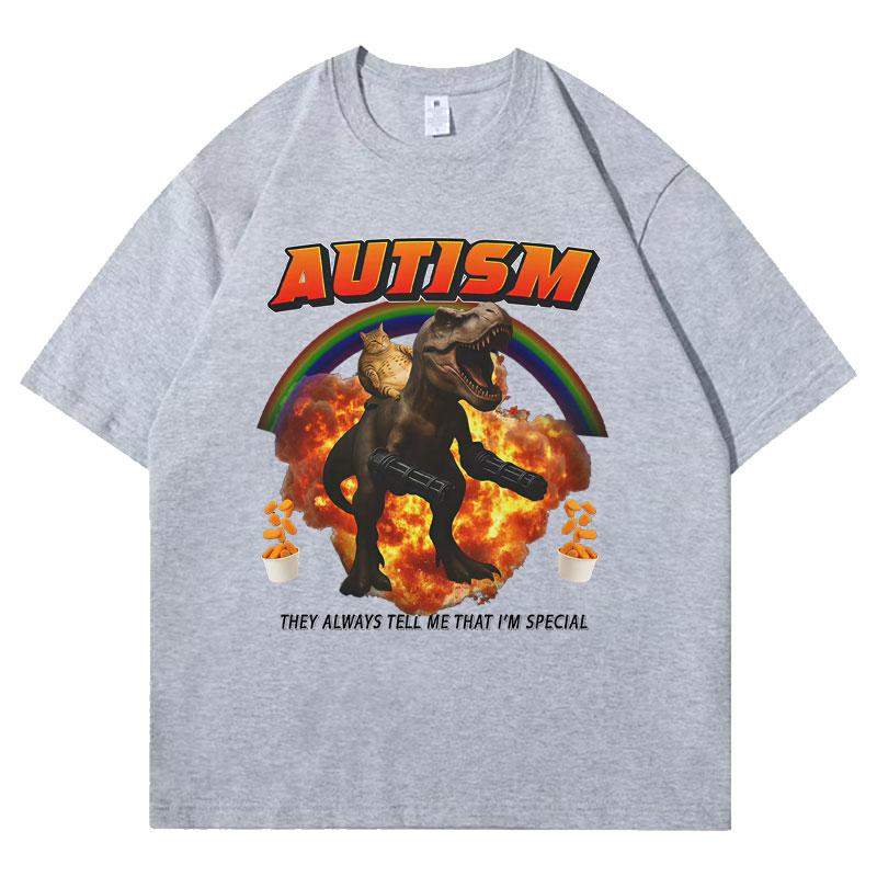 

Autism Funny Cat Meme T-shirt Unisex Women Tide Crewneck Short Sleeve Oversized T-shirts Summer Sport Loose Cozy Streetwear T Shirt 4XL