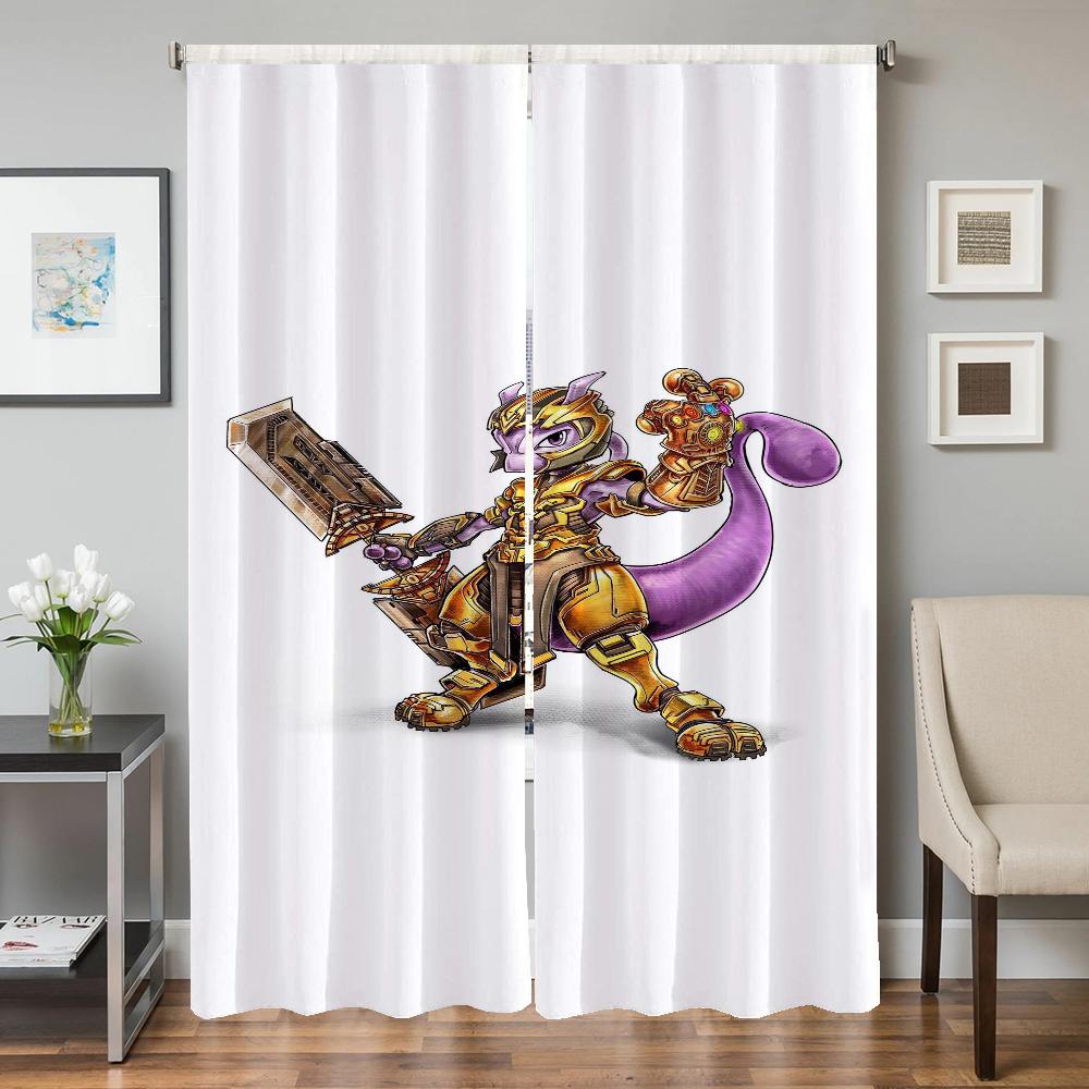 Home Interior Kitchen Curtains for Living Room 2 Pieces Blackout Curtains Door Curtain P-pokemon-n Partition Bedroom Decoration