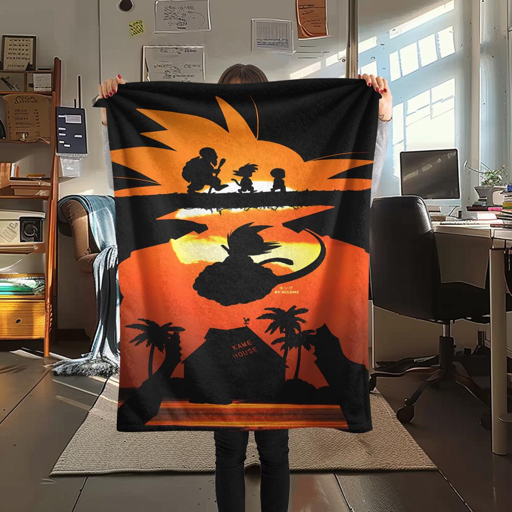 

Фланелевое одеяло с принтом персонажей Dragon Ball, Высококачественное, Удобное для всех сезонов, Декор для дома, Тепло и уют, Идеально для рождественских подарков 80cm x 120cm