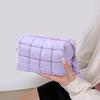 Cotton Makeup Bag Zipper Closure Large Capacity Cosmetic Pouch Cotton Check Lining Small Items Makeup Case