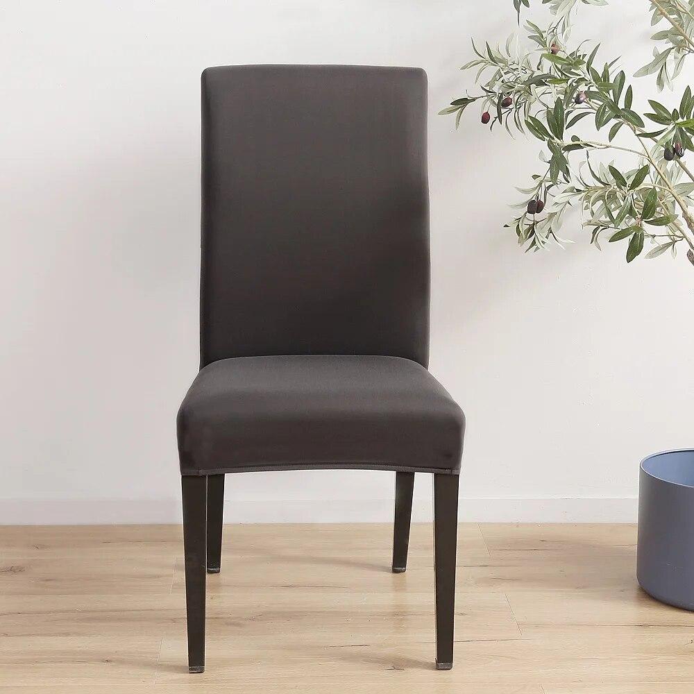 Solid Color Chair Covers Elastic Dining Room Seat Cover Washable Chair Protective Case for Restaurant Wedding Banquet Light Gray