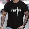 Men's Summer 100 Cotton Faith Print Loose Large Casual Round Neck Short Sleeve T-shirt