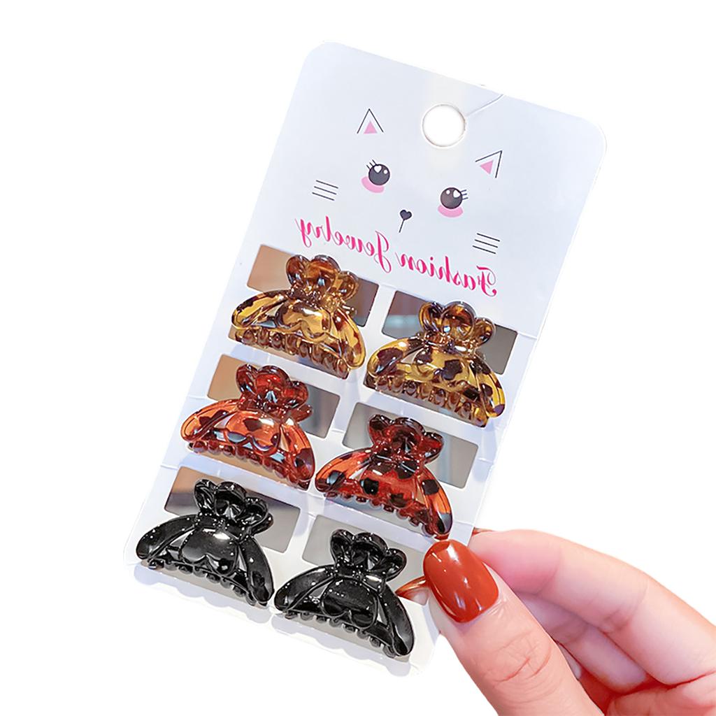 6Pcs Hair Clip Set Vintage Leopard Acrylic Hair Claws Small Hairpin Hairpieces for Women and Girls Fashion Accessories