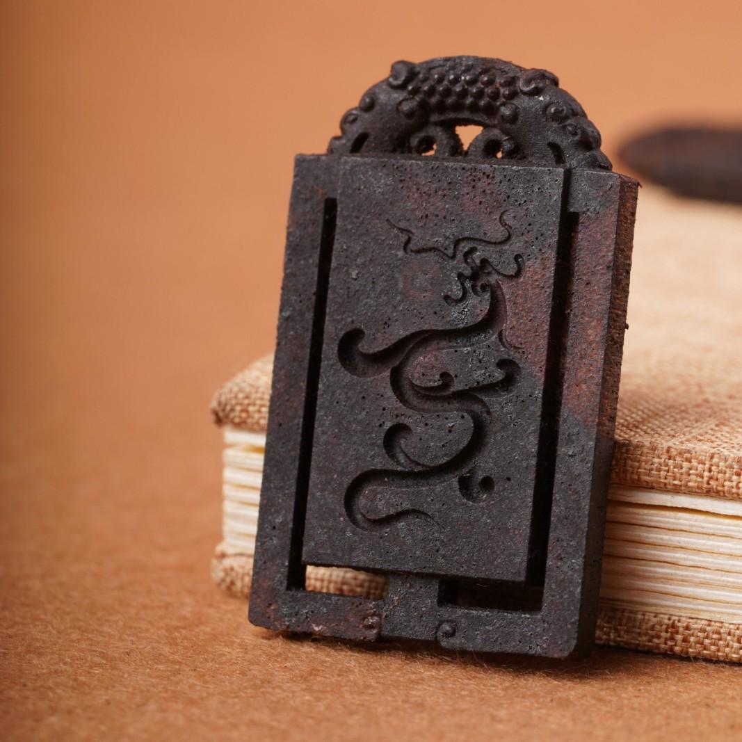 Agarwood Dragon Zodiac Pendant Necklace - Hand-Carved Black & Yellow Design