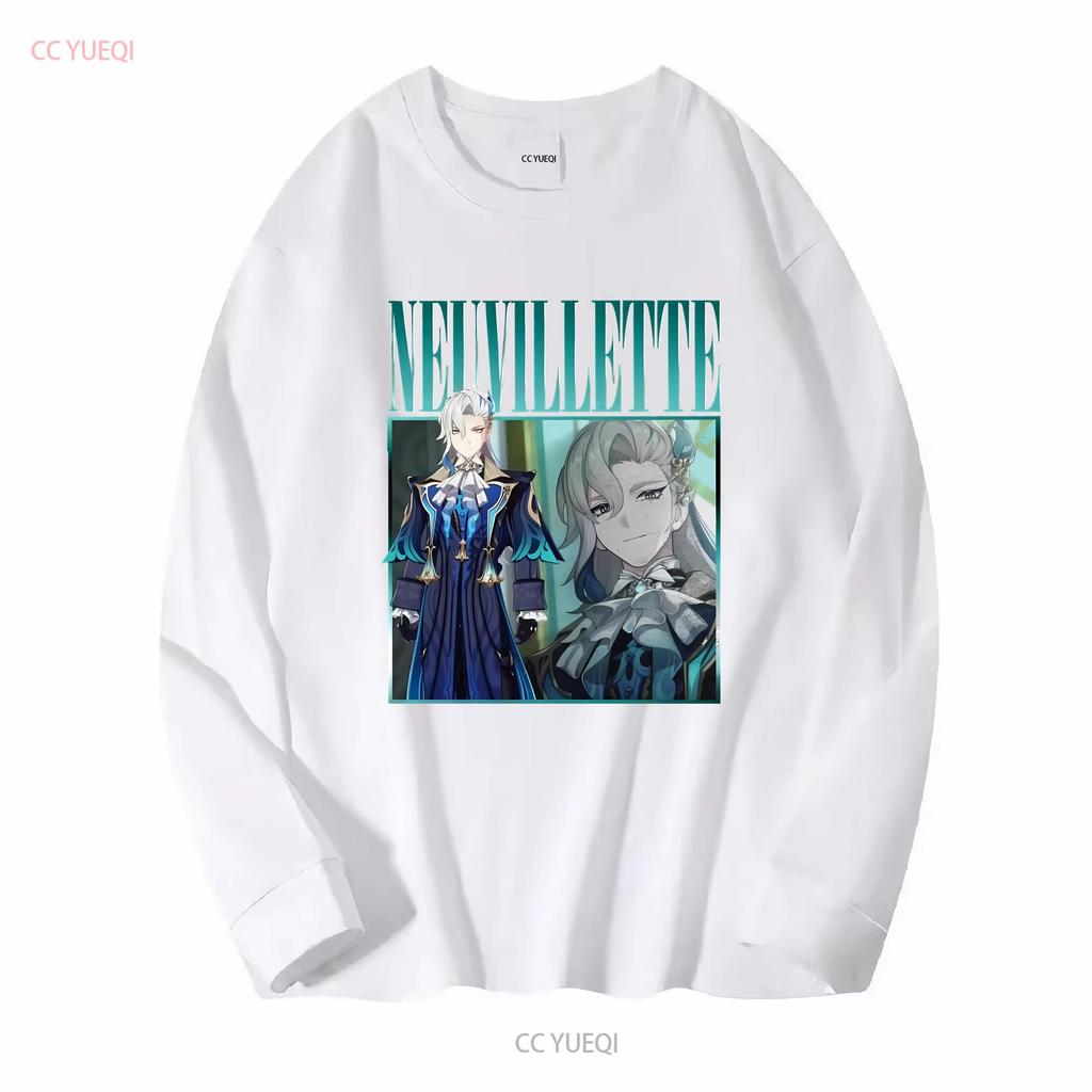 Neuvillette Genshin ImpacT T Shirt Vintage Retro Homage Gaming long or short sleeves vintage Washed graphic homme streetwear