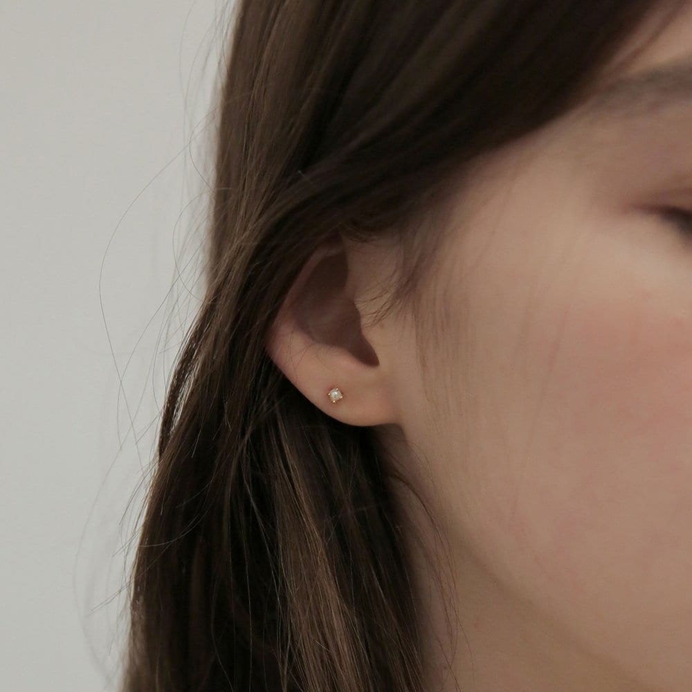 14K Gold-Filled Silver Tulip Pearl Pin Earrings