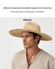 Summer Wide Brim Jazz Natural Straw Hat for Women Men Sun Protection Panama Outdoor Beach Garden Fish Hat