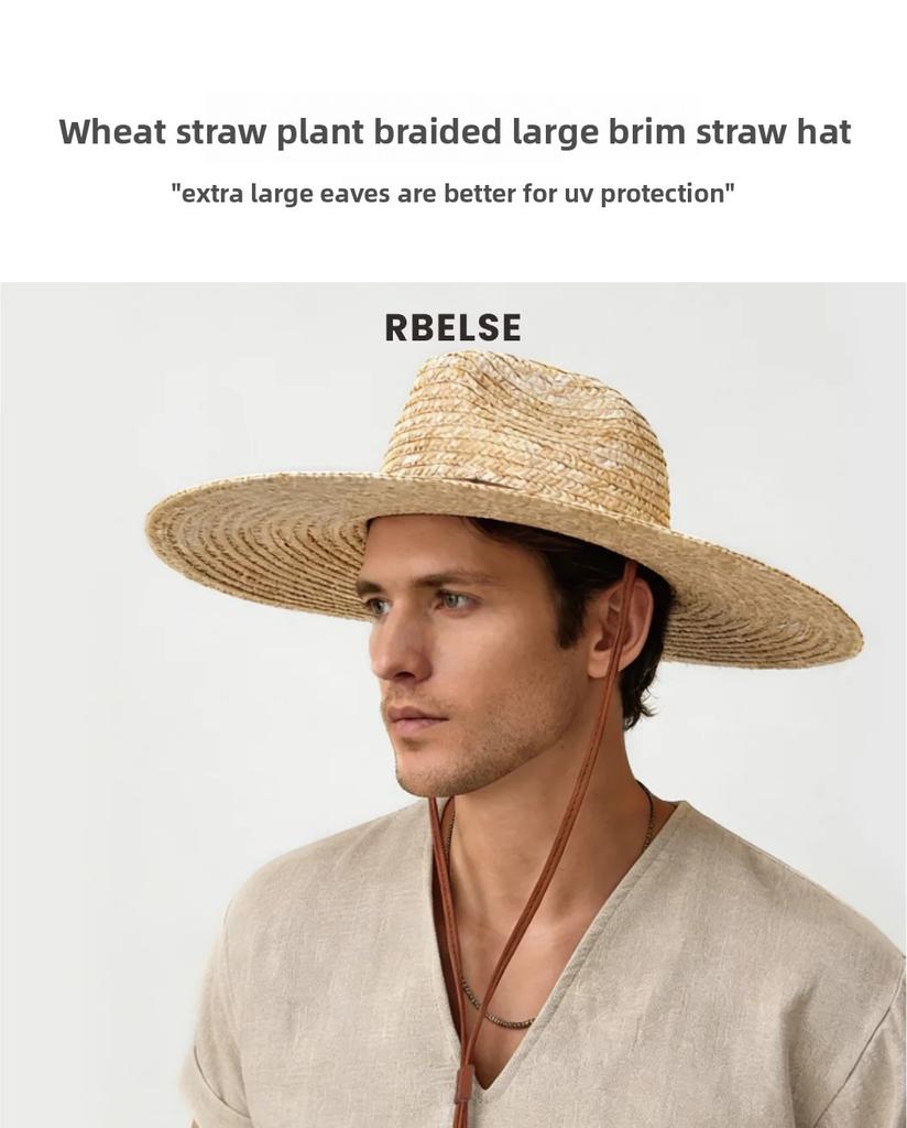 Summer Wide Brim Jazz Natural Straw Hat for Women Men Sun Protection Panama Outdoor Beach Garden Fish Hat