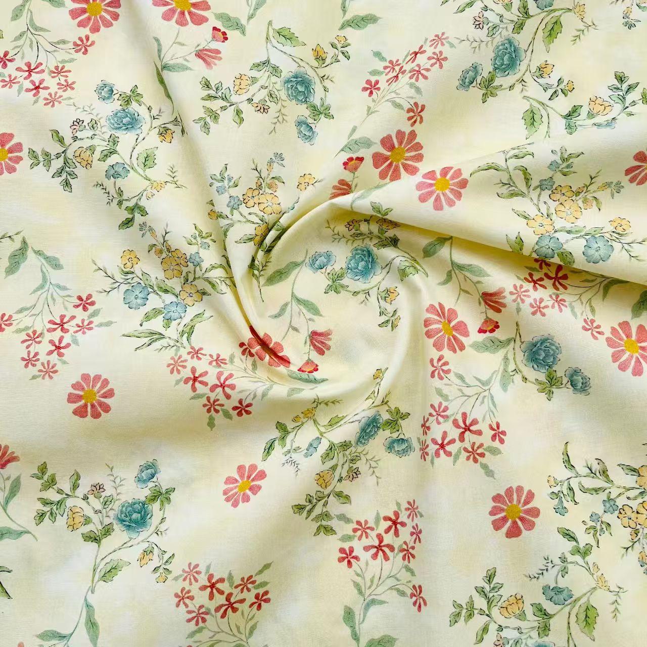 Floral print 100% cotton printed fabric for girl s dresses