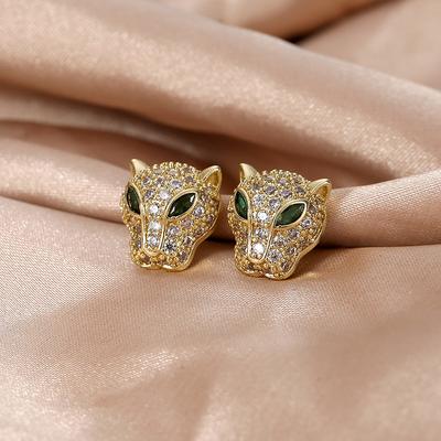 New Four Seasons  Classic Light Luxury Copper Zircon Animal Head Earrings Women's Gifts Banquet Jewelry 2024