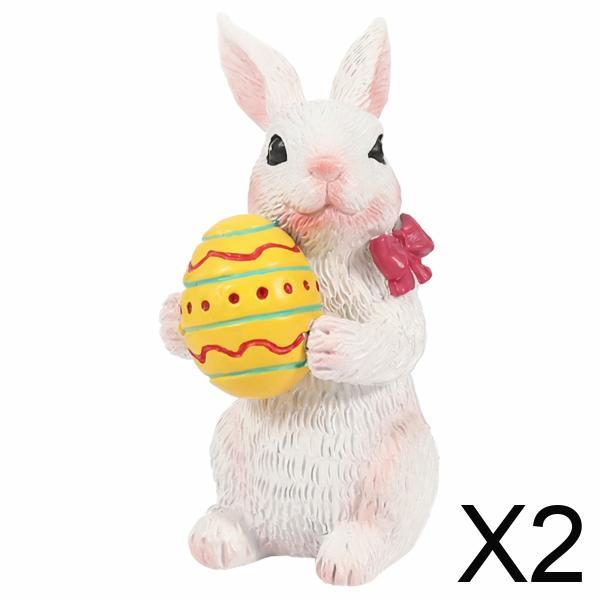6xEaster Bunny Resin Statue, Cartoon Easter Figurines for Home Decor, Festive Statue